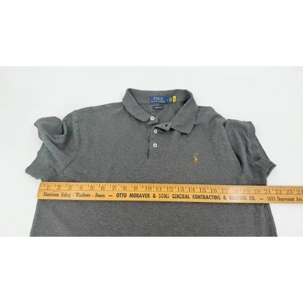 Polo Ralph Lauren Mens Custom Slim Fit Polo Shirt‎ Gray Large